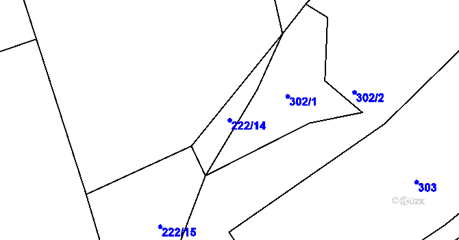 Parcela st. 222/14 v KÚ Teplýšovice, Katastrální mapa