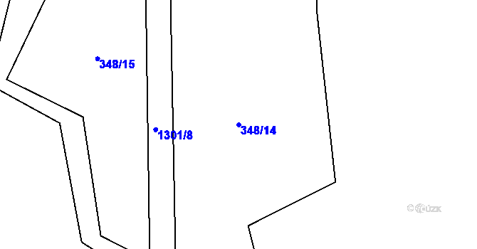 Parcela st. 348/14 v KÚ Teplýšovice, Katastrální mapa