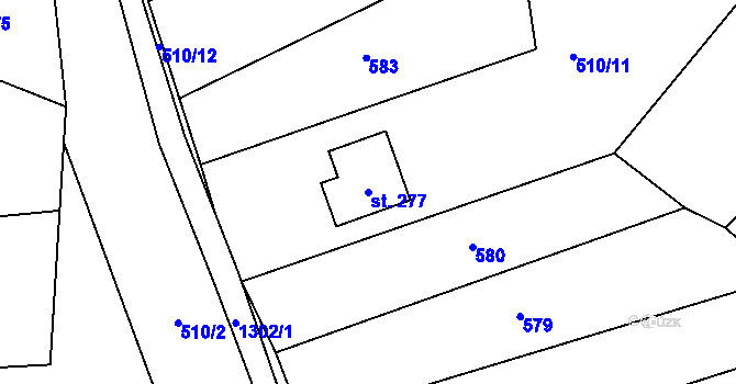 Parcela st. 277 v KÚ Teplýšovice, Katastrální mapa
