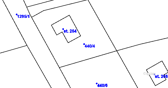 Parcela st. 440/4 v KÚ Teplýšovice, Katastrální mapa