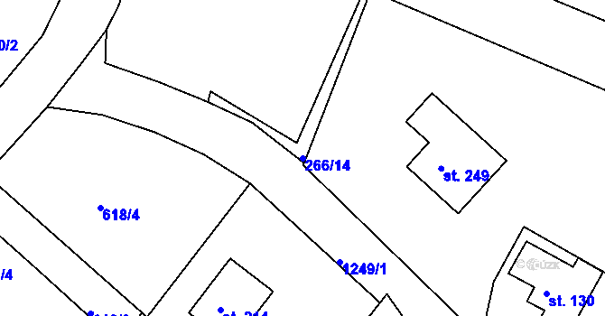 Parcela st. 266/14 v KÚ Teplýšovice, Katastrální mapa