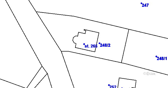 Parcela st. 265 v KÚ Teplýšovice, Katastrální mapa