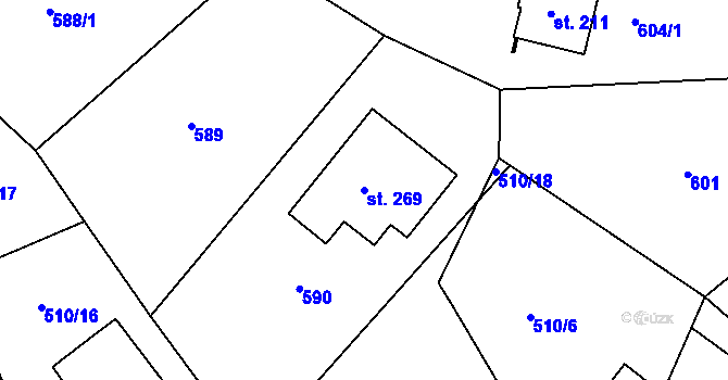 Parcela st. 269 v KÚ Teplýšovice, Katastrální mapa
