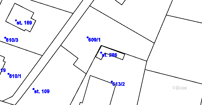 Parcela st. 286 v KÚ Teplýšovice, Katastrální mapa
