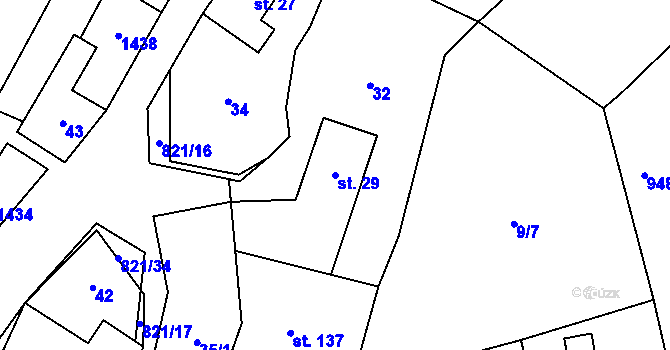 Parcela st. 29 v KÚ Terešov, Katastrální mapa
