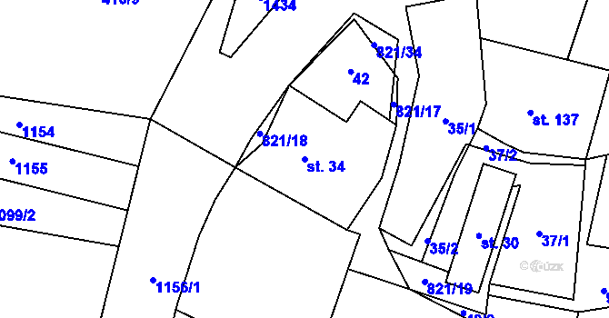 Parcela st. 34 v KÚ Terešov, Katastrální mapa