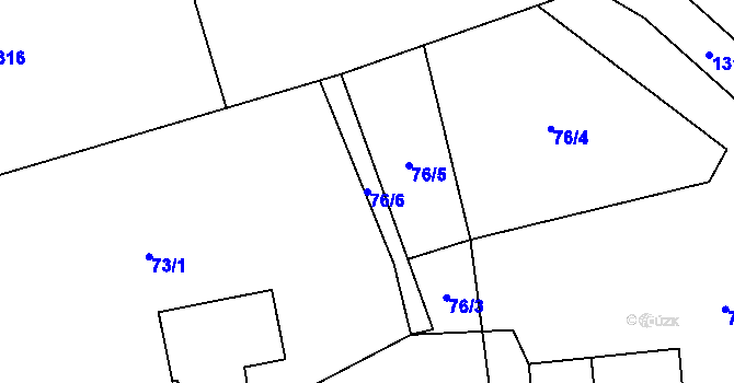 Parcela st. 76/6 v KÚ Terešov, Katastrální mapa