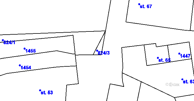 Parcela st. 824/3 v KÚ Terešov, Katastrální mapa