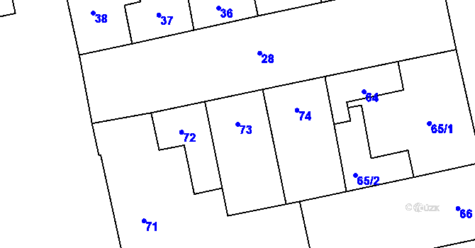 Parcela st. 73 v KÚ Terezín, Katastrální mapa