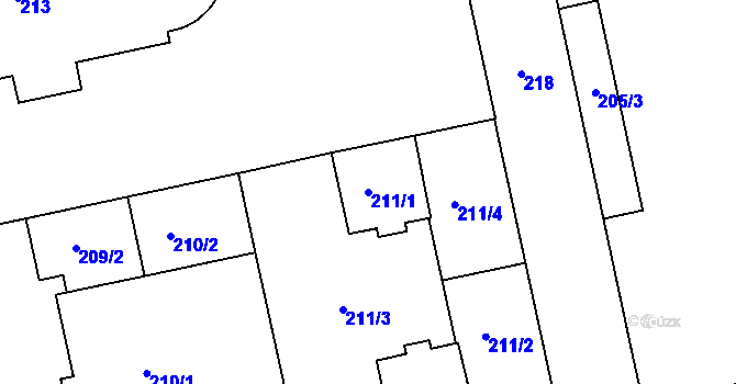 Parcela st. 211/1 v KÚ Terezín, Katastrální mapa