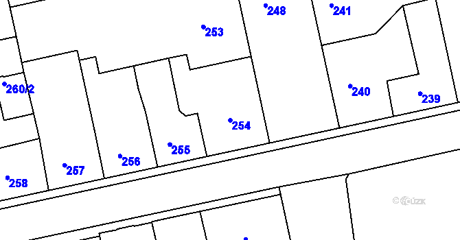 Parcela st. 254 v KÚ Terezín, Katastrální mapa