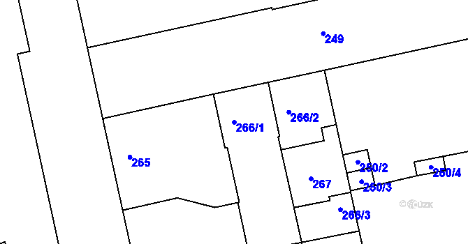 Parcela st. 266/1 v KÚ Terezín, Katastrální mapa