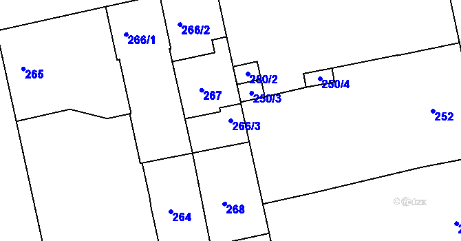 Parcela st. 266/3 v KÚ Terezín, Katastrální mapa