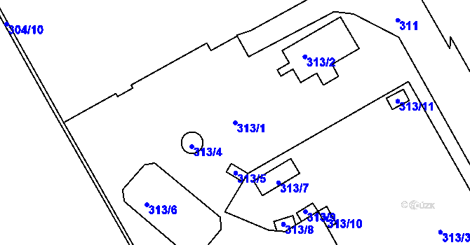 Parcela st. 313/1 v KÚ Terezín, Katastrální mapa