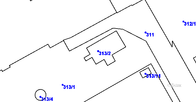 Parcela st. 313/2 v KÚ Terezín, Katastrální mapa
