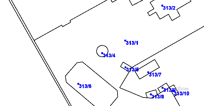 Parcela st. 313/4 v KÚ Terezín, Katastrální mapa
