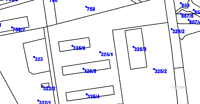 Parcela st. 325/1 v KÚ Terezín, Katastrální mapa