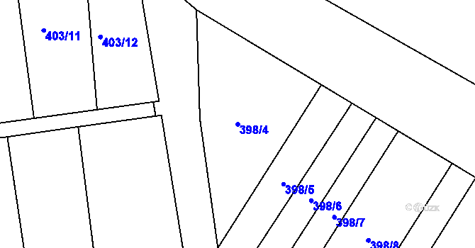 Parcela st. 398/4 v KÚ Terezín, Katastrální mapa