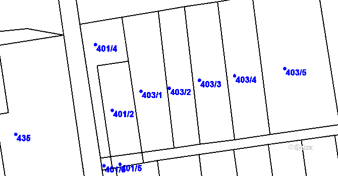 Parcela st. 403/2 v KÚ Terezín, Katastrální mapa