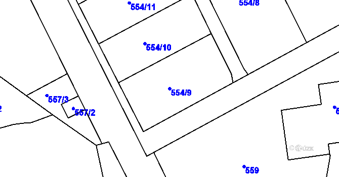 Parcela st. 554/9 v KÚ Terezín, Katastrální mapa