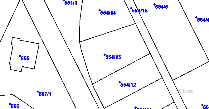 Parcela st. 554/13 v KÚ Terezín, Katastrální mapa