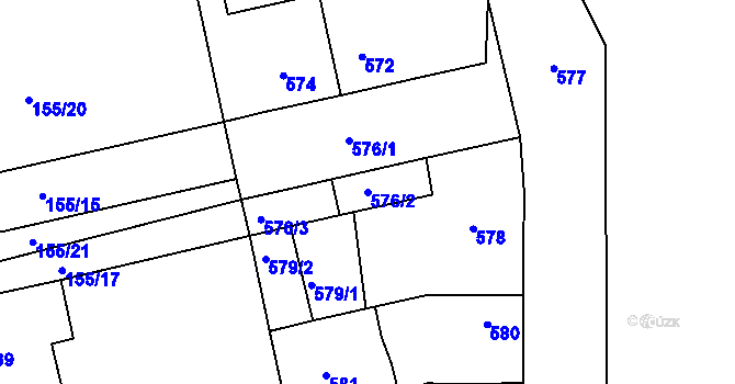 Parcela st. 576/2 v KÚ Terezín, Katastrální mapa