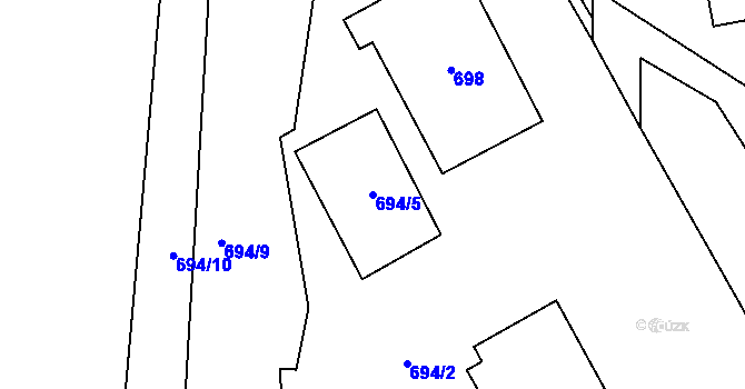 Parcela st. 694/5 v KÚ Terezín, Katastrální mapa