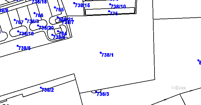 Parcela st. 738/1 v KÚ Terezín, Katastrální mapa