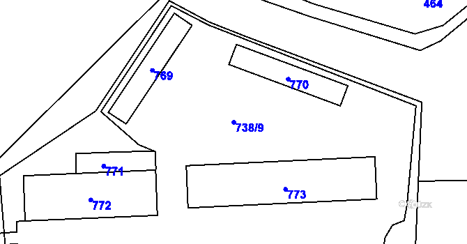 Parcela st. 738/9 v KÚ Terezín, Katastrální mapa