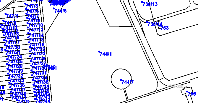 Parcela st. 744/1 v KÚ Terezín, Katastrální mapa