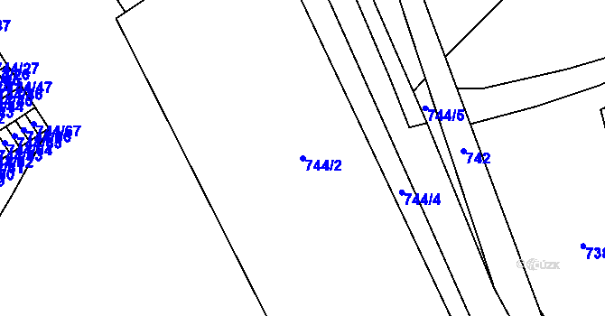 Parcela st. 744/2 v KÚ Terezín, Katastrální mapa