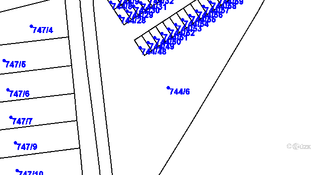 Parcela st. 744/6 v KÚ Terezín, Katastrální mapa