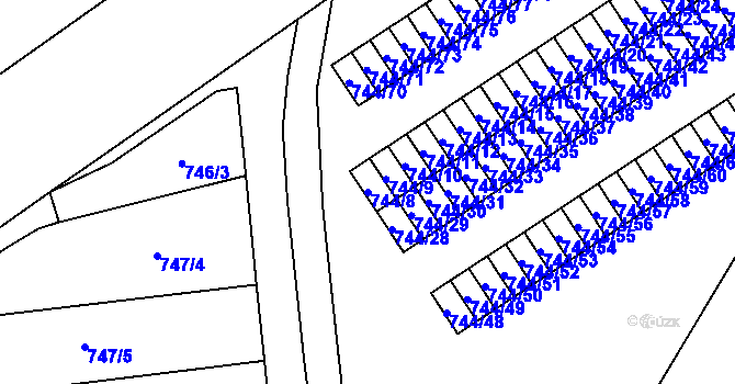 Parcela st. 744/8 v KÚ Terezín, Katastrální mapa