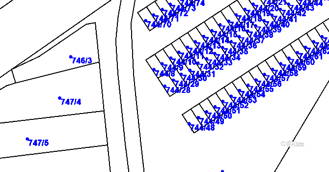 Parcela st. 744/28 v KÚ Terezín, Katastrální mapa