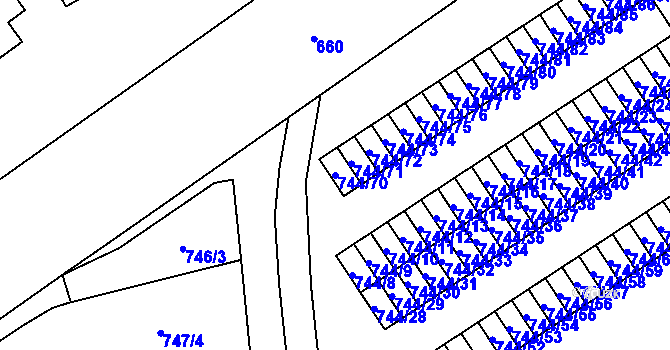 Parcela st. 744/70 v KÚ Terezín, Katastrální mapa