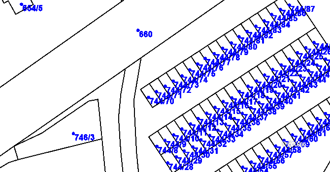 Parcela st. 744/72 v KÚ Terezín, Katastrální mapa