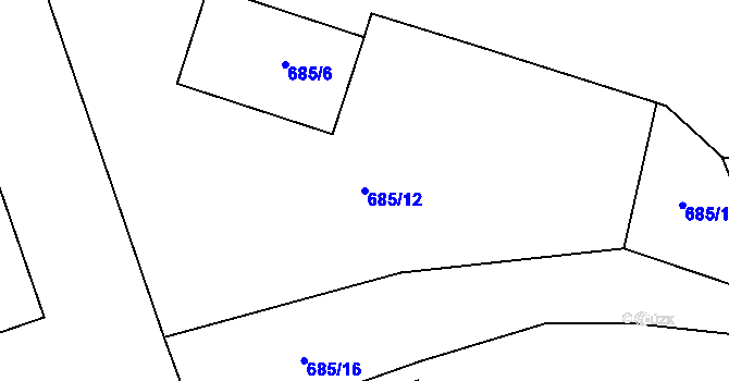 Parcela st. 685/12 v KÚ Terezín, Katastrální mapa