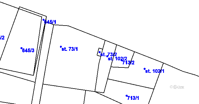 Parcela st. 73/2 v KÚ Tereziny Dary, Katastrální mapa