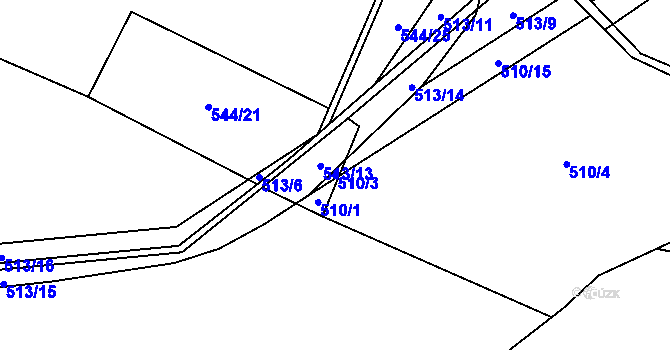 Parcela st. 510/3 v KÚ Tereziny Dary, Katastrální mapa