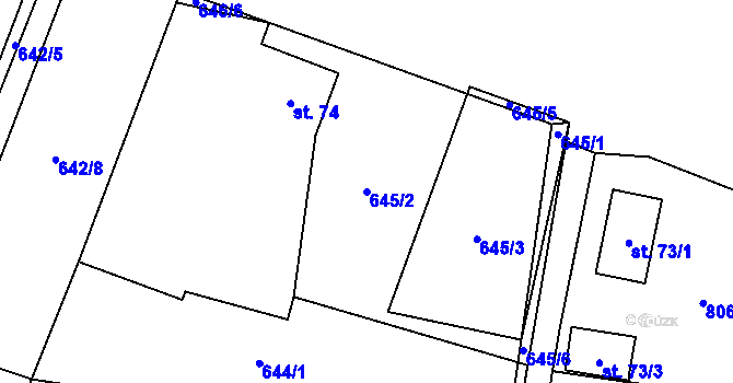 Parcela st. 645/2 v KÚ Tereziny Dary, Katastrální mapa