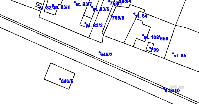 Parcela st. 646/2 v KÚ Tereziny Dary, Katastrální mapa