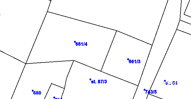 Parcela st. 661 v KÚ Tereziny Dary, Katastrální mapa
