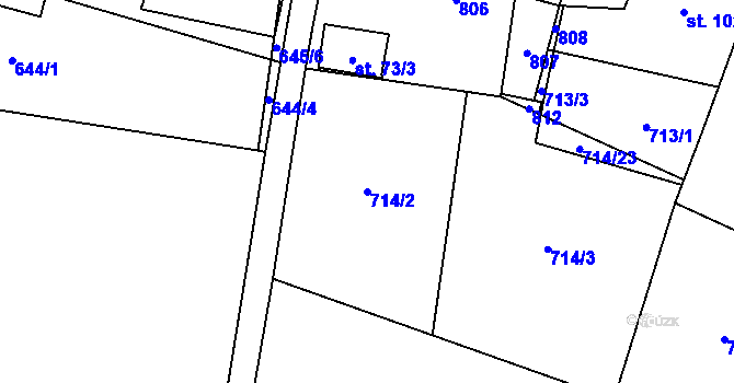 Parcela st. 714/2 v KÚ Tereziny Dary, Katastrální mapa
