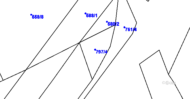 Parcela st. 797/4 v KÚ Tereziny Dary, Katastrální mapa