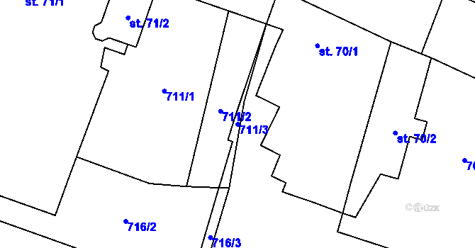 Parcela st. 711/3 v KÚ Tereziny Dary, Katastrální mapa