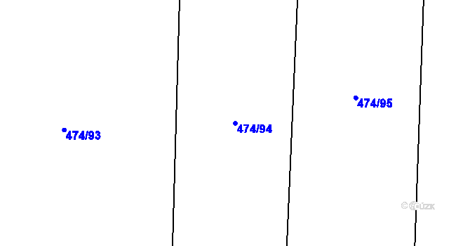 Parcela st. 474/94 v KÚ Tereziny Dary, Katastrální mapa