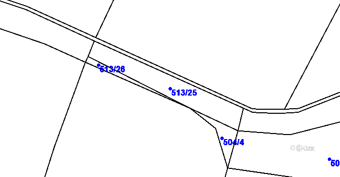 Parcela st. 513/25 v KÚ Tereziny Dary, Katastrální mapa