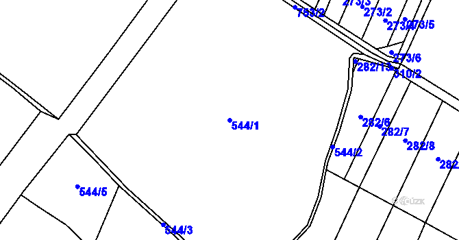 Parcela st. 544/1 v KÚ Tereziny Dary, Katastrální mapa