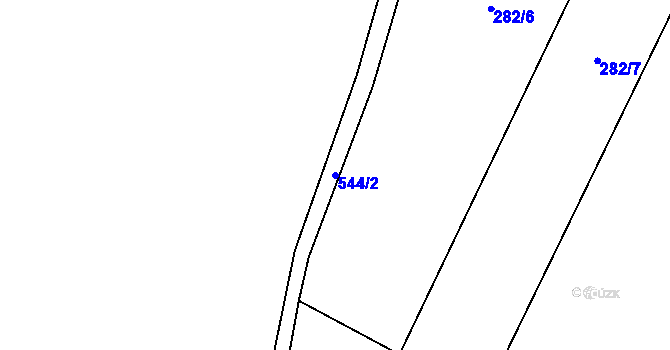 Parcela st. 544/2 v KÚ Tereziny Dary, Katastrální mapa