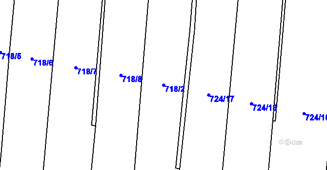 Parcela st. 718/2 v KÚ Tereziny Dary, Katastrální mapa